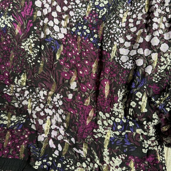 White House Sheer Top Womens Size 10 Purple Floral Gold High Neck Fairy Grunge - Picture 4 of 8